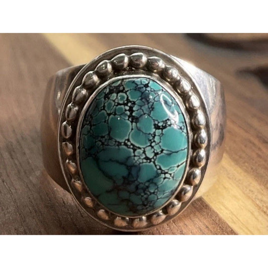Juan William Sterling Silver Turquoise Ring Size 7.5 Southwestern