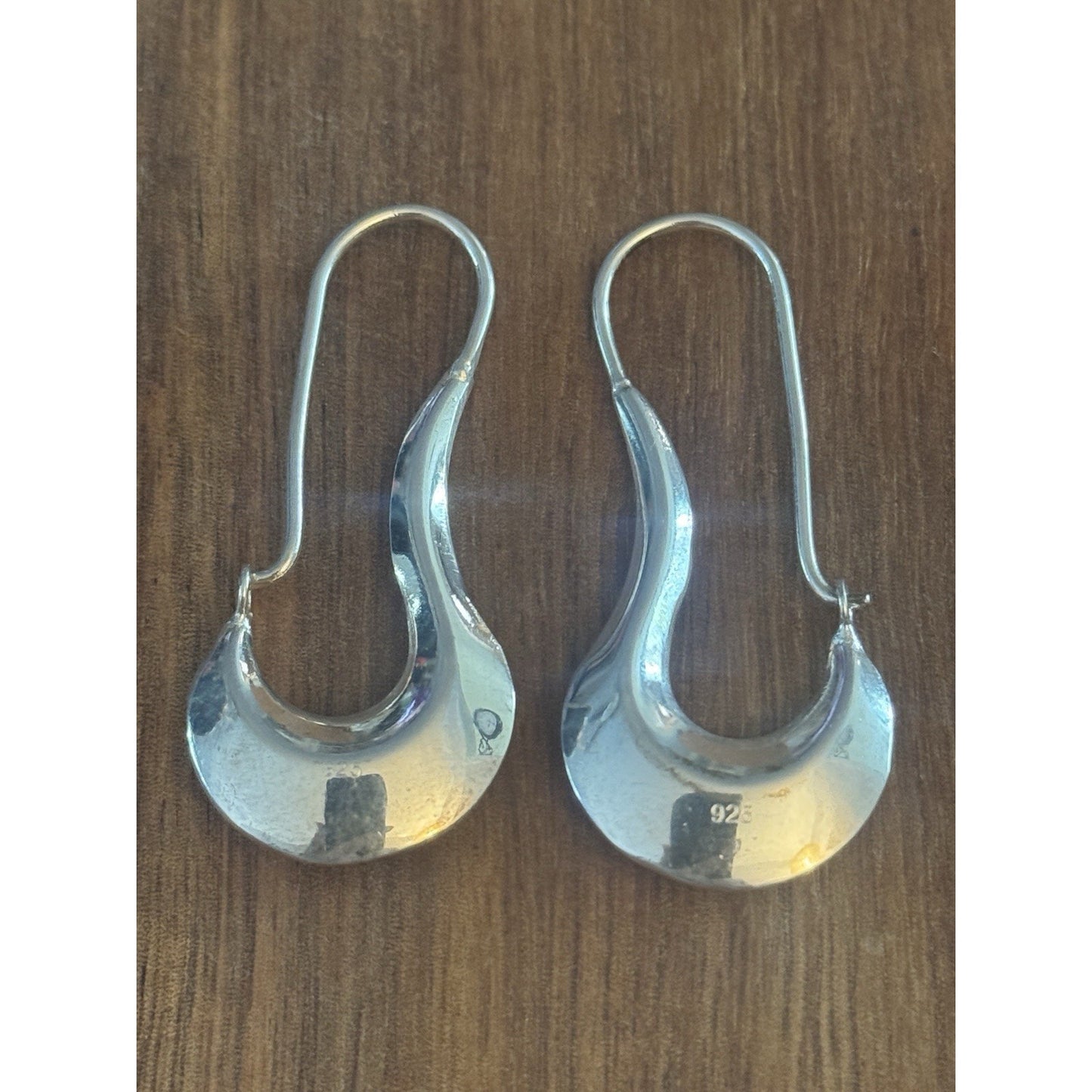 Vintage Sterling Silver Teardrop Hoop Earrings Artisan 6 Grams 2” Dangle Drop