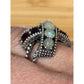 Vintage Sterling Silver Opal & Garnet Statement Ring Boho Bali Ring Size 8.5