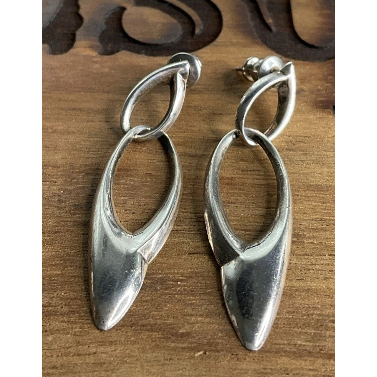 Sterling Silver Modern Teardrop Dangle Earrings Minimalist 925
