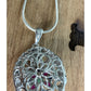 Vintage Sterling Silver Locket Necklace 925 Italy GRP Multi Stone