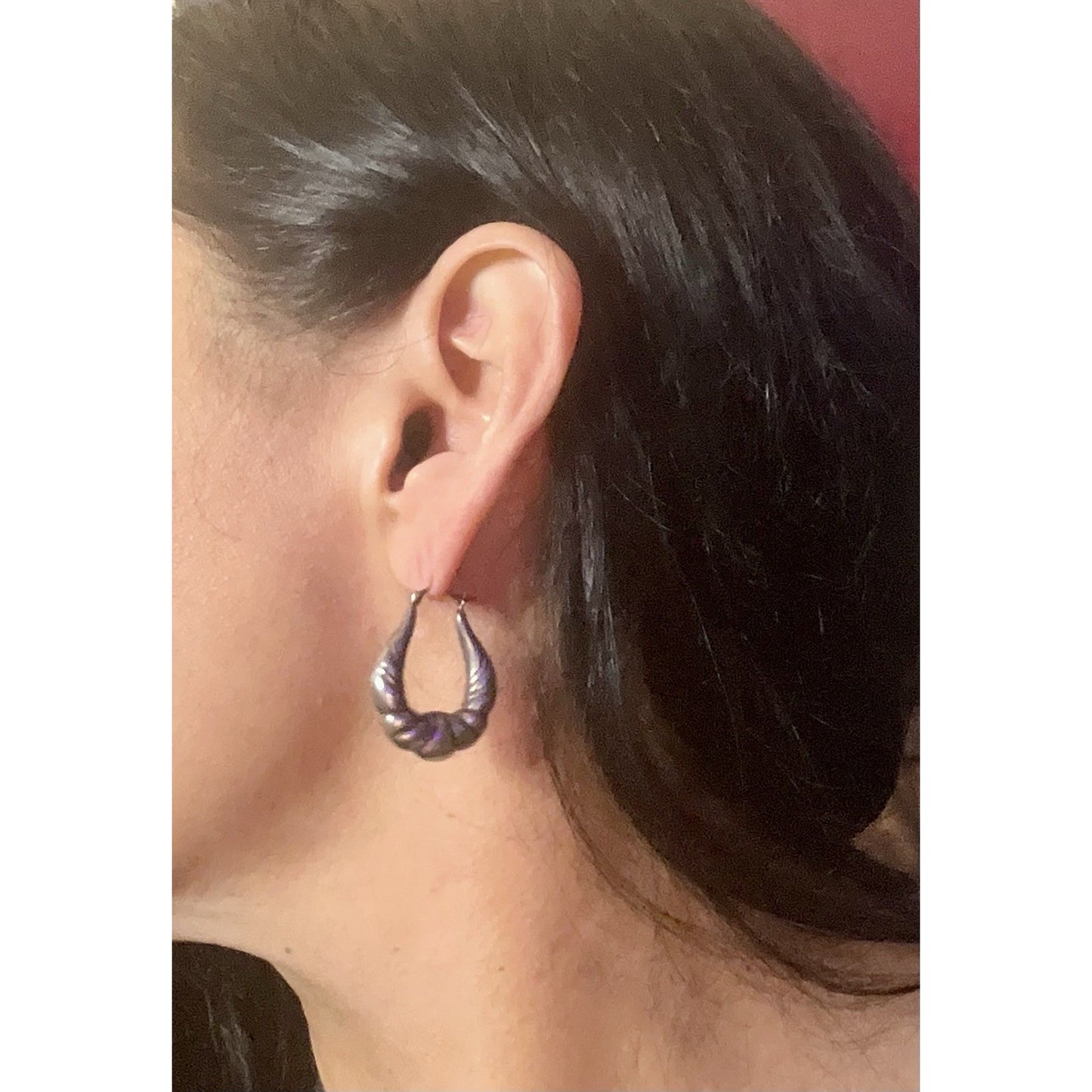 Vintage Sterling Silver 925 Sculpted Hoop Earrings Fluted Ribbed 1¼” 4g