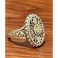 Vintage 925 Sterling Silver & 14K Gold Diamond Filigree Balinese Ring Size 7.5