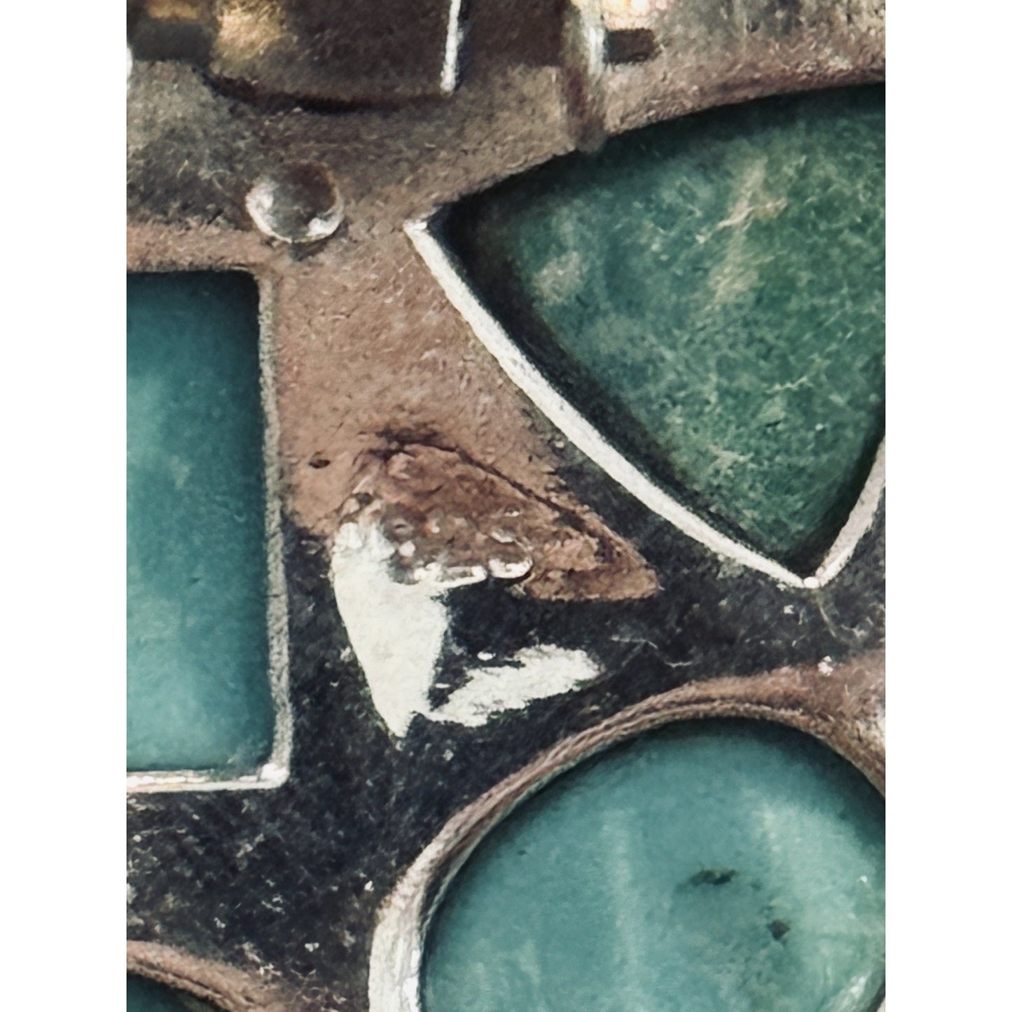 Vintage Sterling Silver Turquoise Clip On Earrings Mosaic Style Southwestern 13g
