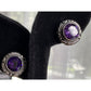 Vintage Sterling Silver Amethyst Purple Bali Stud Earrings