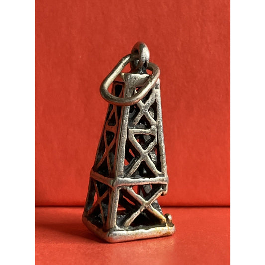 Vintage Sterling Silver Oil Derrick Charm