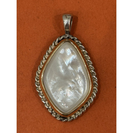 James Avery RETIRED Alessandra Mother Of Pearl MOP 14k Gold & Silver Pendant Pre-Owned