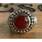Vintage Doug Paulus DP India Sterling Silver Round Beaded Carnelian Ring Sz 6.5