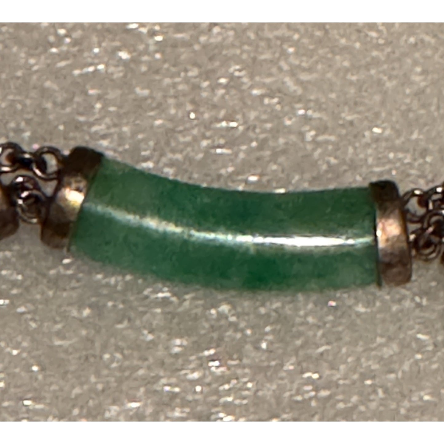Vintage Jade Barrel Bar Bead Necklace Sterling Silver 925 Chinese Export 17” 23g