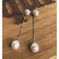 Sterling Silver Pearl Drop Earrings Long Dangle Minimalist