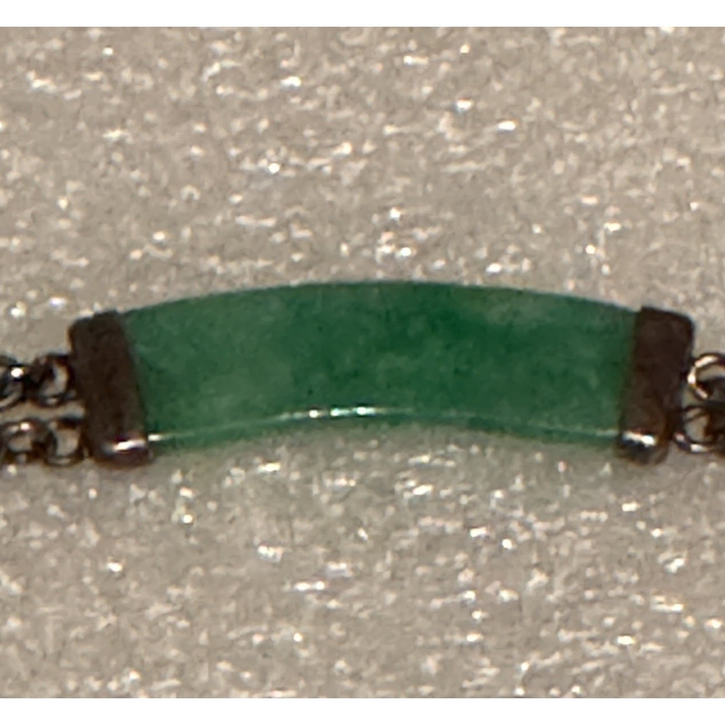 Vintage Jade Barrel Bar Bead Necklace Sterling Silver 925 Chinese Export 17” 23g