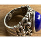 Vintage Lapis Lazuli Sterling Silver Ring Thailand J Filigree Statement Size 7.5