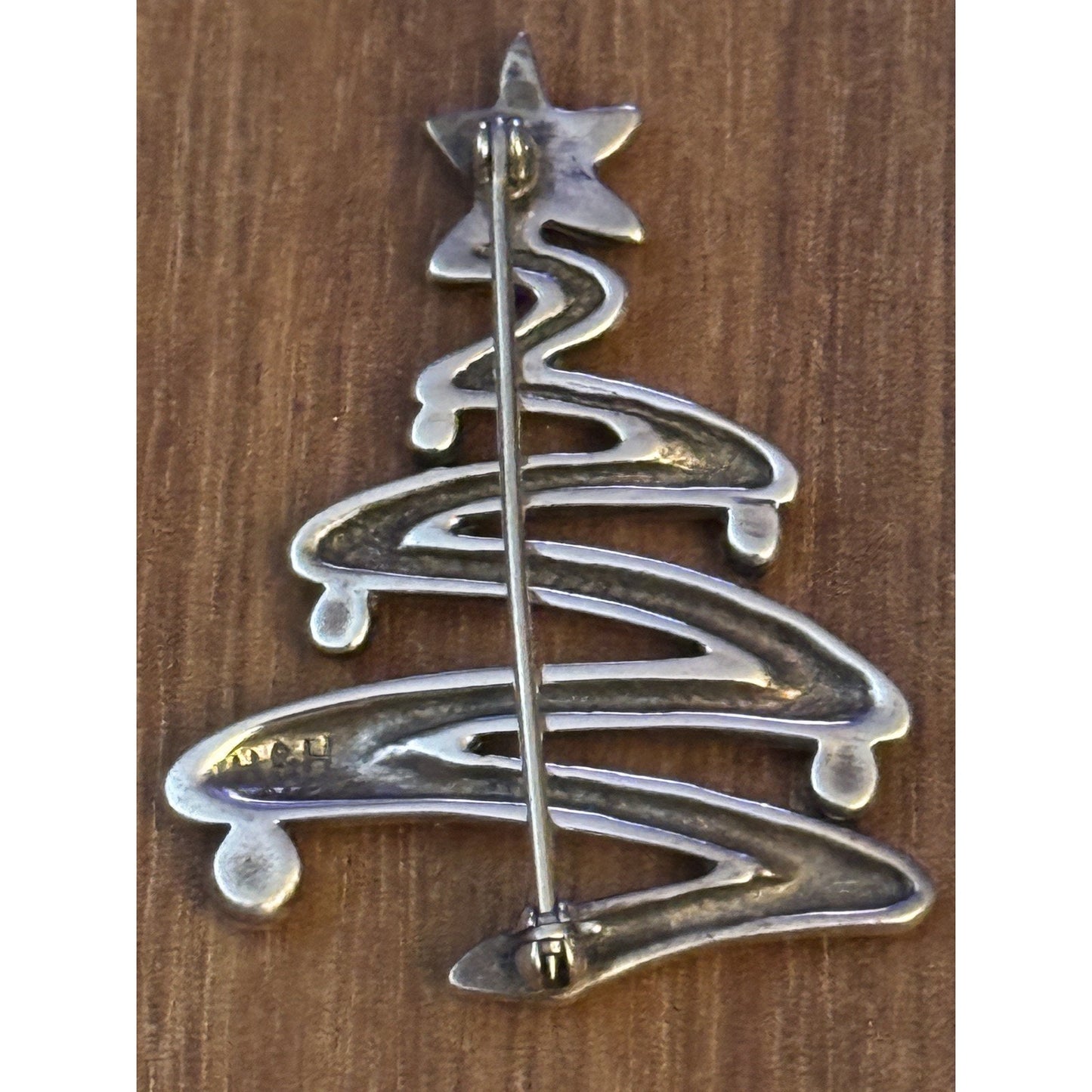 Sterling Silver Modern Abstract Christmas Tree Brooch Pin Signed H & H 8.4g