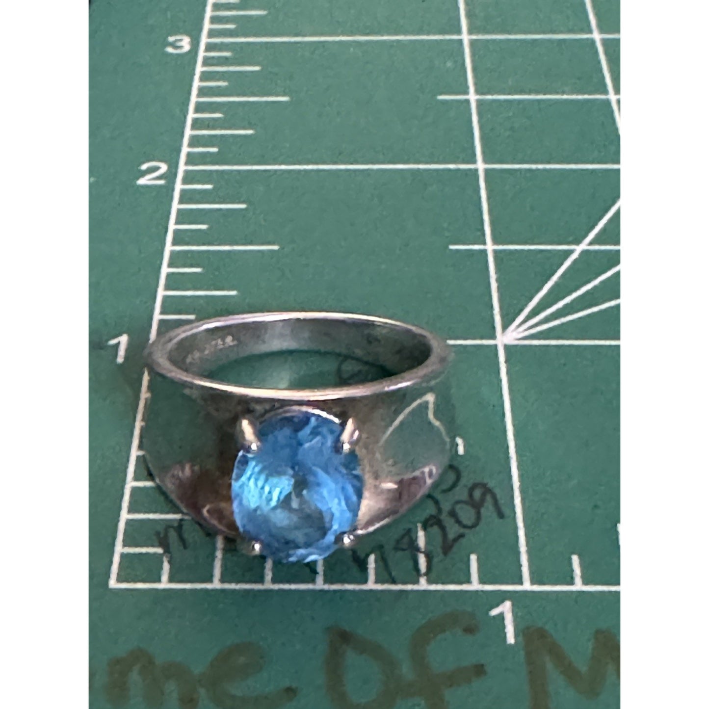 Vintage PD Sterling Silver 7.1 g Swiss Blue Topaz Ring Size 7.5 Wide Band
