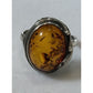 Vintage 925 Baltic Amber Cognac Sterling Silver Ring Size 7.5 Statement Ring