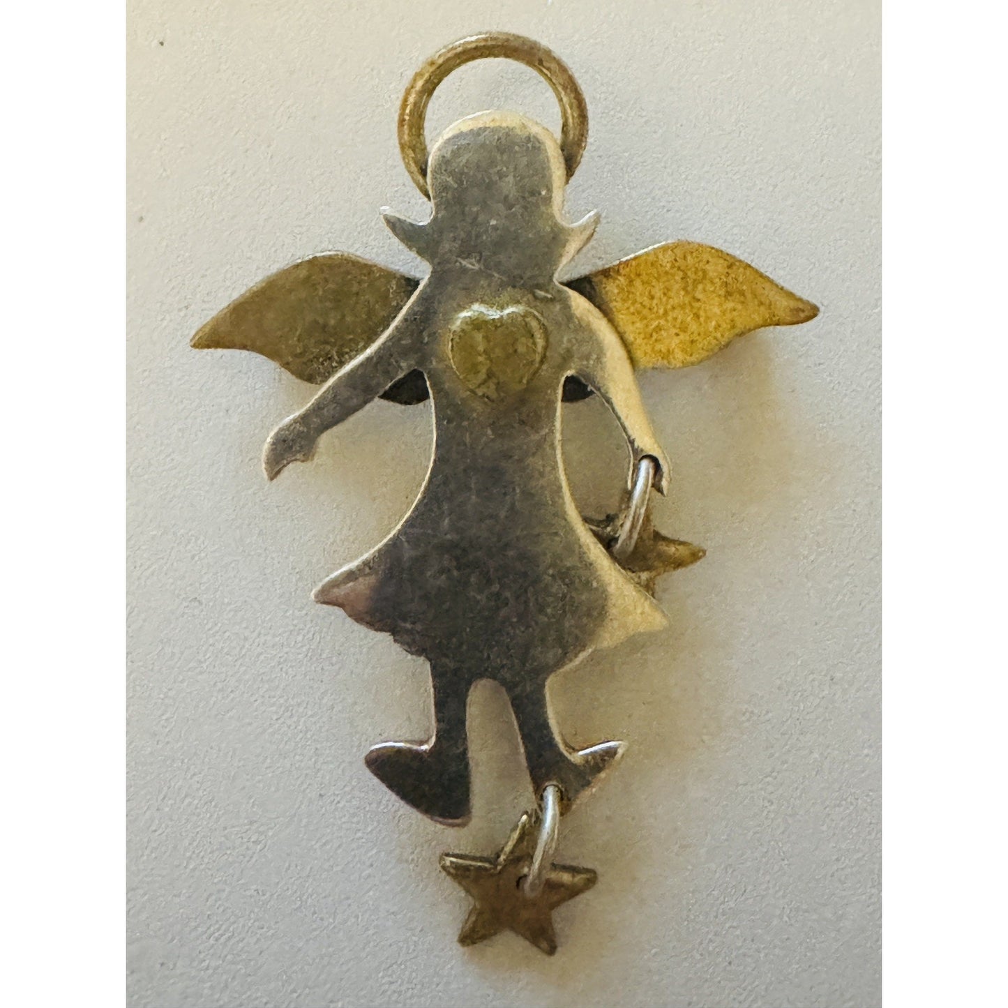 Vintage Taxco Angel Brooch Pin Sterling Silver & Brass IP Indalecio Paredes