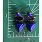 Vintage Sterling Silver Amethyst And Lapis Lazuli Modernist Dangle Drop Earrings