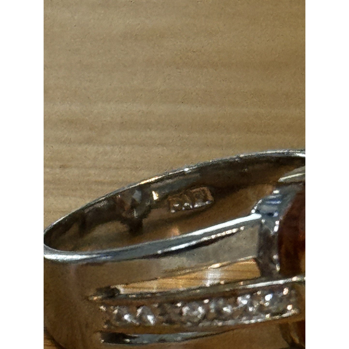 Vintage 925 Sterling Silver Champagne Quartz Statement Cocktail Ring Size 9.5