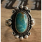 Sterling Silver Turquoise Ring Southwestern Navajo Style Oval Cabochon Size 5.5