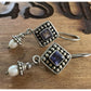 Sterling Silver Amethyst Pearl Dangle Earrings 925 Boho Artisan Drop
