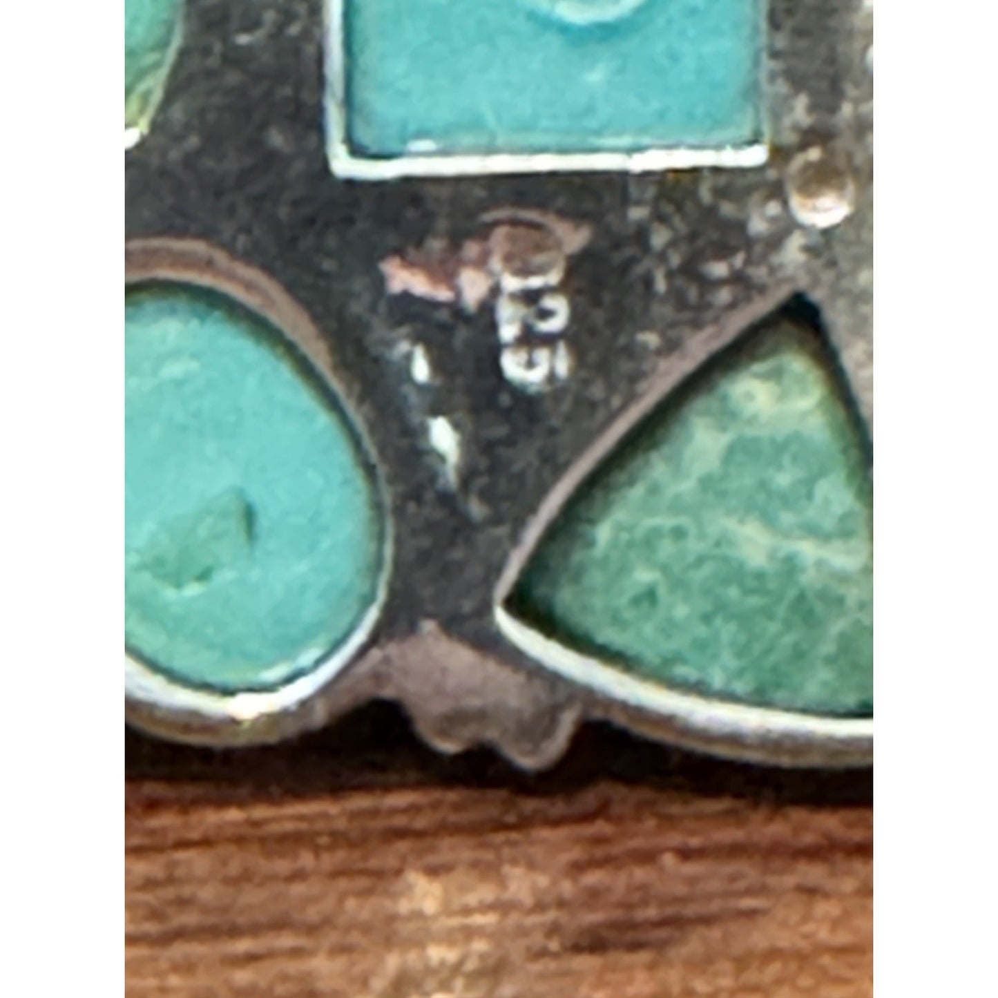 Vintage Sterling Silver Turquoise Clip On Earrings Mosaic Style Southwestern 13g