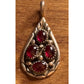 Vintage Sterling Silver Red Garnet Style Teardrop Cluster Pendant