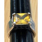 Vintage EX EX Sterling Silver 4-5 Carat Citrine Emerald Cut 925 Ring Size 8, 15g