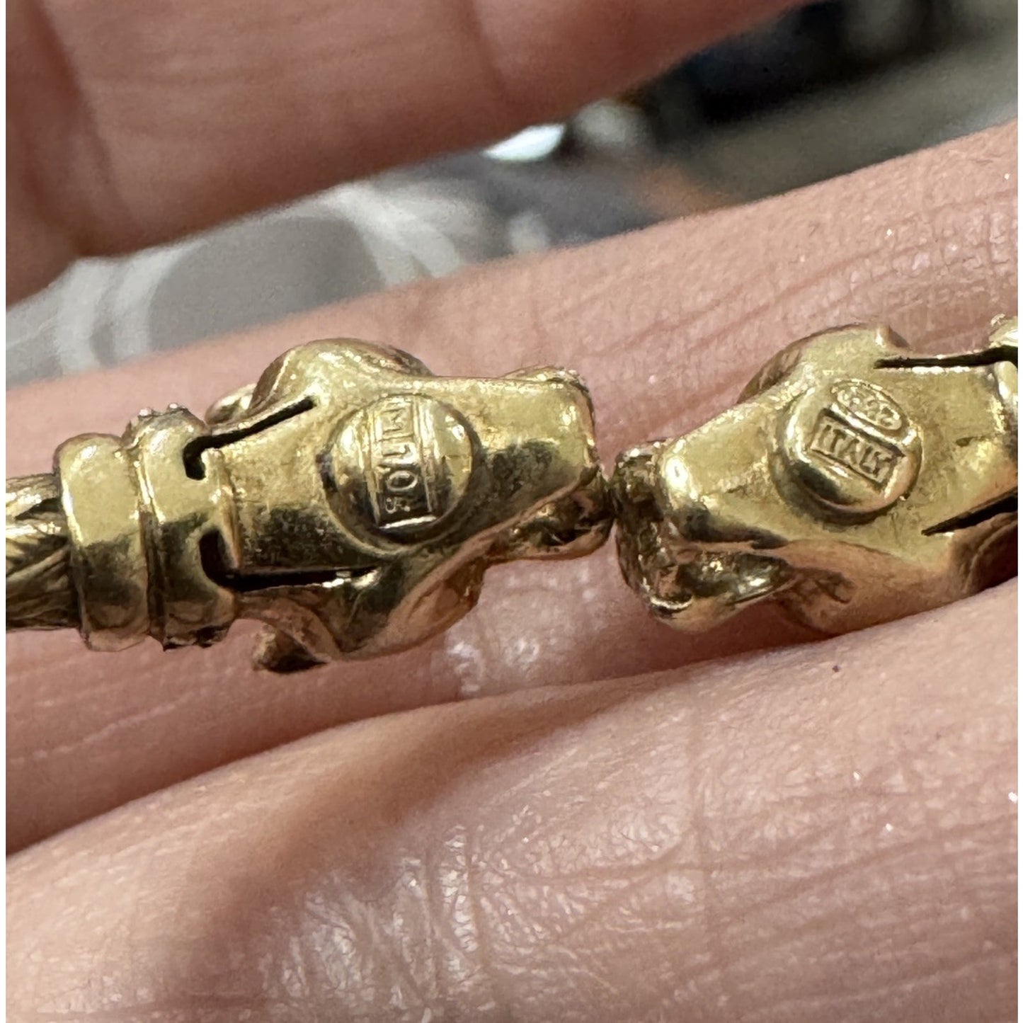 Vintage Milor Italy 925 Gold Vermeil Double Panther Head Braided Cuff Bracelet