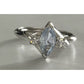 Vintage Sterling Silver 925 Blue Topaz Marquise Ring w CZ Accents Size 8.5