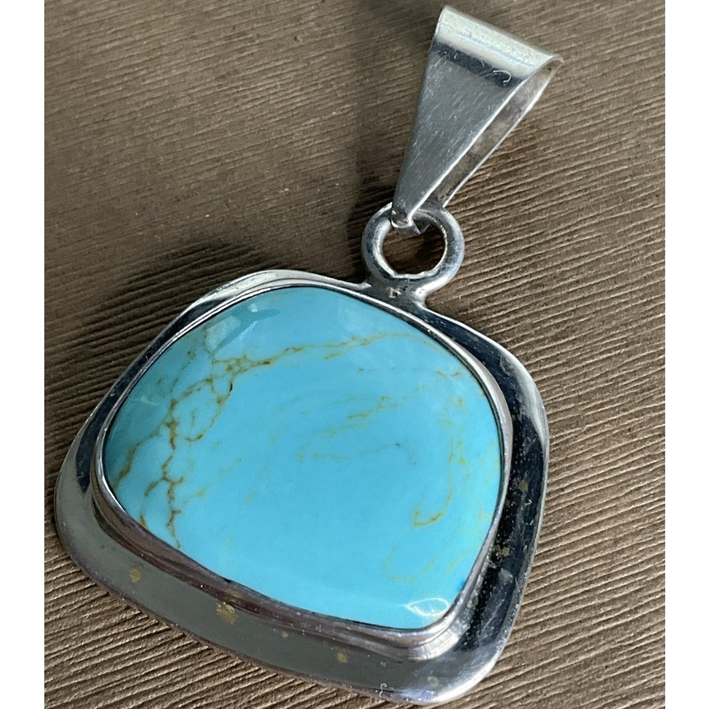 Vintage Sterling Silver Turquoise Pendant Modernist Southwest Statement 14g!