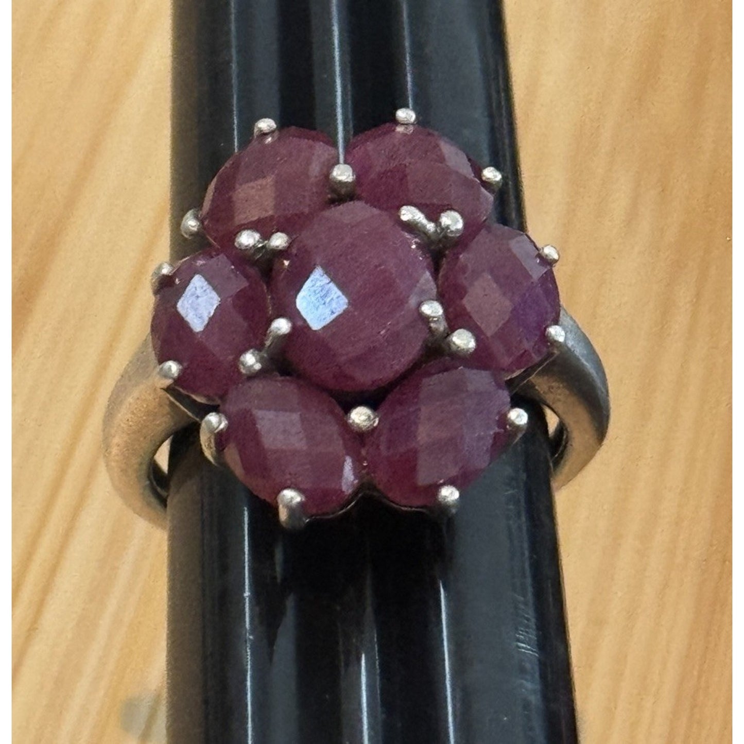 Vintage Ruby Flower Cluster Ring Estate Cocktail Ring Size 7 July Gemstone