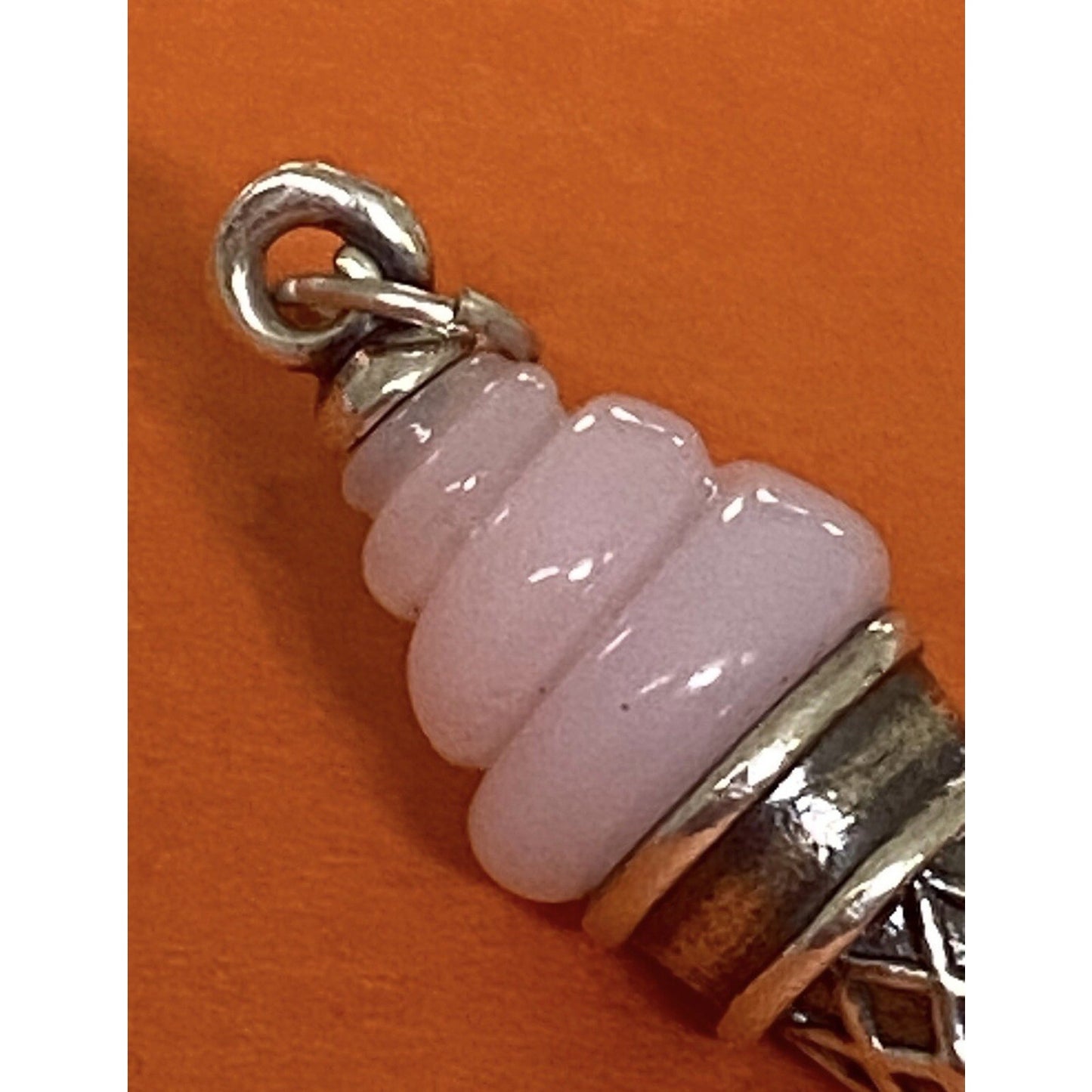 James Avery Retired Hard To Find Silver And Pink Glass Ice Cream Cone Charm Pre-Owned