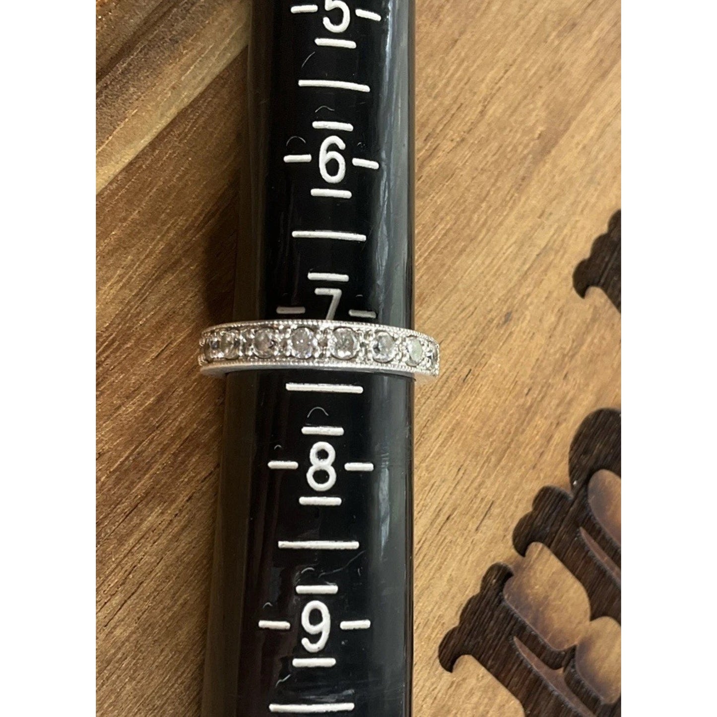 Sterling Silver CZ Eternity Band Ring Size 7.5 Milgrain Wedding Stack 925