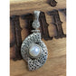Vintage 925 Sterling Silver Mother of Pearl Pendant Large Statement Boho