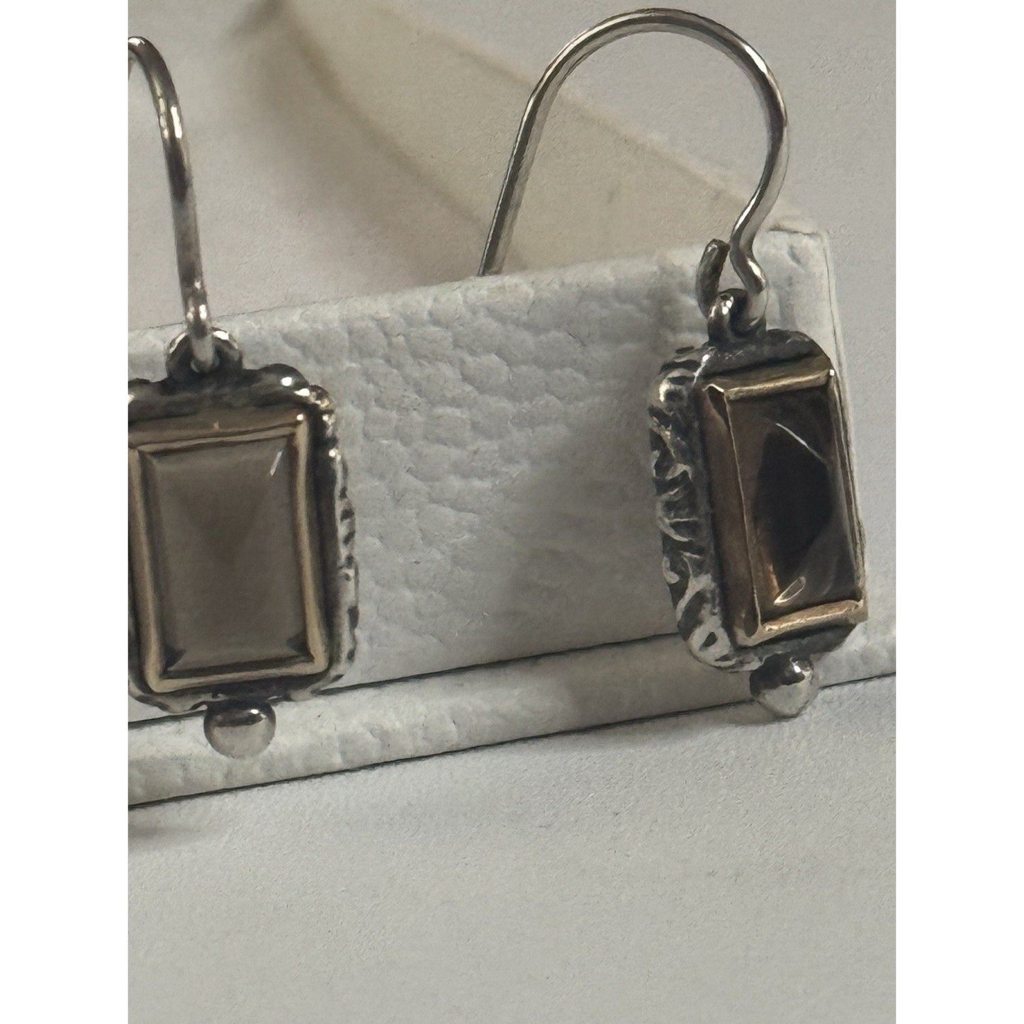 Pre owned James Avery Retired Graciela Smoky Quartz Earrings Sterling Silver And 14K gold