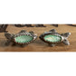 Vintage Sterling Silver Fish Coastal Clip On Earrings Aqua Green Gemstones 10g
