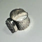 CFJ Sterling Silver Ring with Black Druzy Quartz Stone Adjustable Size 7