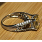 Vintage 925 JS Sterling Silver Yellow Quartz Gemstone Statement Ring Size 7.5