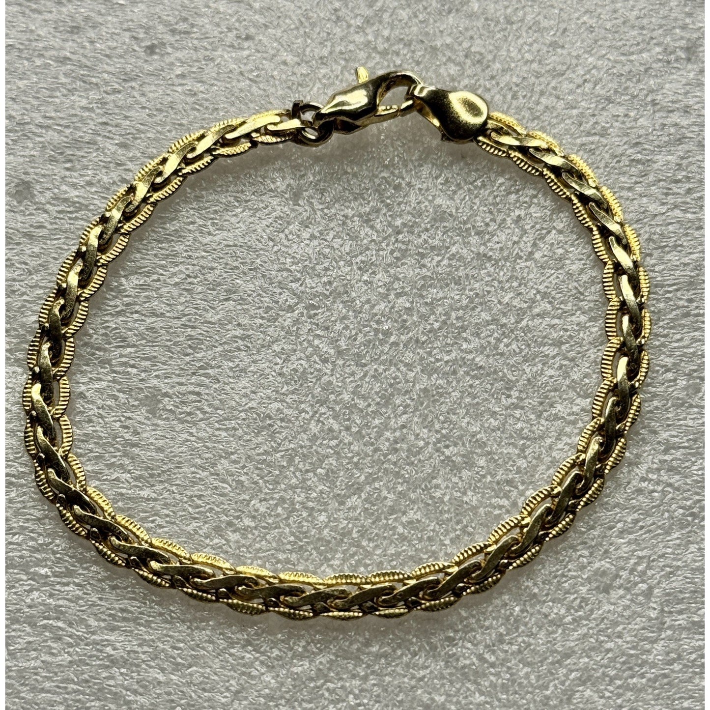 Vintage Gold Tone Double Rope Figaro Link Bracelet 7” Lobster Clasp Classic