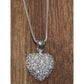 Sterling Silver Pavé Masonite Diamond Heart Pendant & 925 Box Necklace 18”