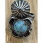 Vintage 925 Sterling Silver Turquoise Concho Flower Ring Southwestern Size 8