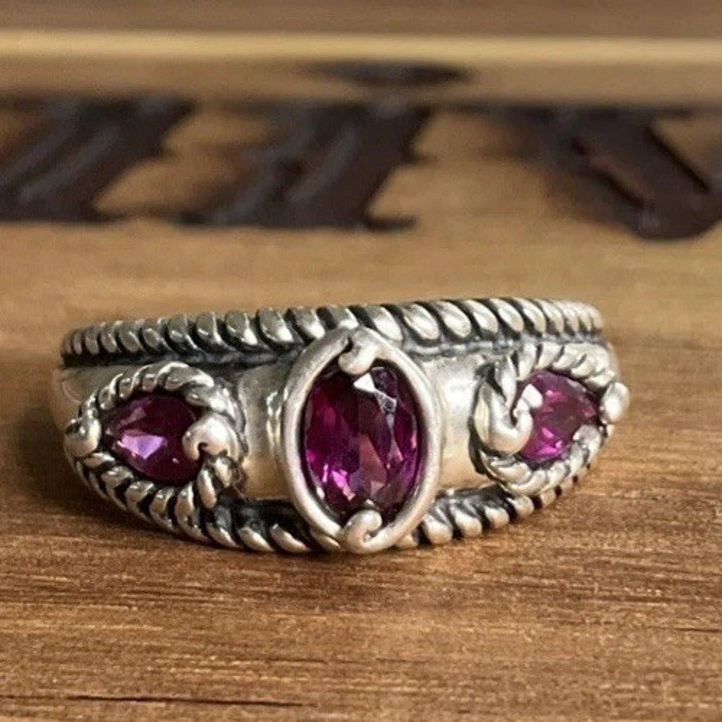 Carolyn Pollack Relios 925 Sterling Silver Garnet Ring Southwestern Size 9