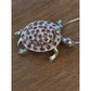VINTAGE Chapal Zenray Rubies Sterling 925 TURTLE brooch / Pendant w/Necklace 22g