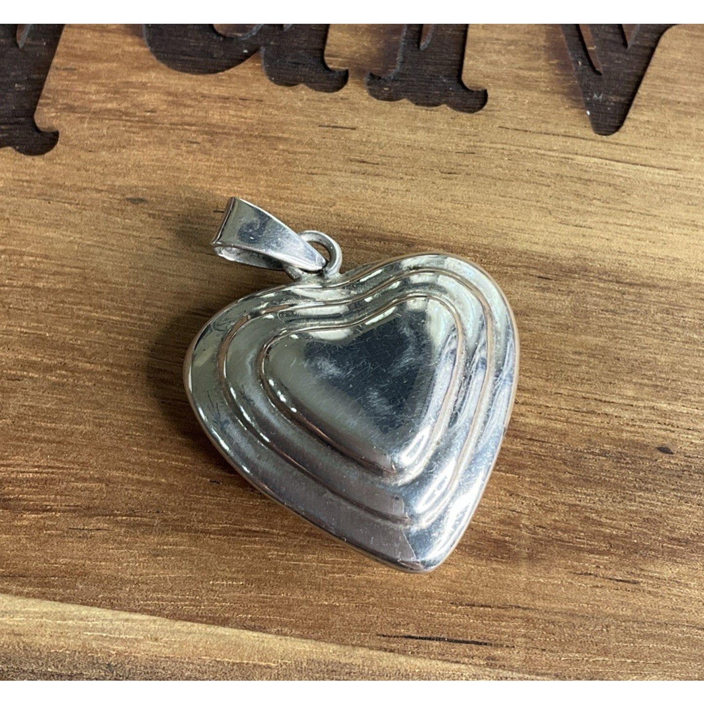 Vintage Sterling Silver Puffy Heart Pendant