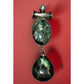 Vintage Sterling Silver Seraphinite Pearl & Obsidian Pendant Modernist 3” 18g