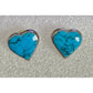 Vintage Mexico Sterling Silver Turquoise Heart Stud Earrings 12.4g TC-279 3/4”