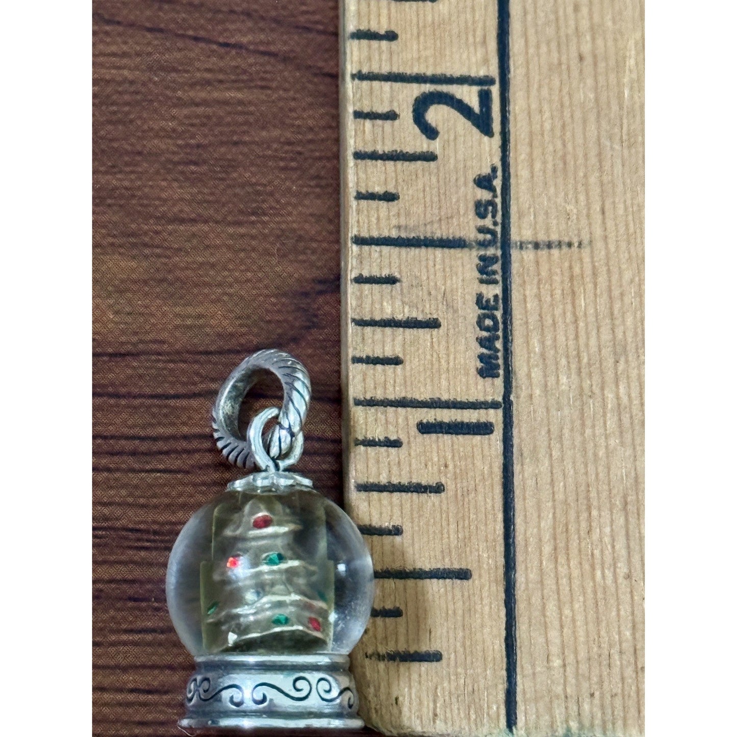Brand New Rare Brighton Snowglobe Christmas Tree Silver Tone Charm Or Pendant