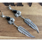 Lorena Sterling Silver Black Onyx Feather Dangle Earrings Southwestern Boho Drop