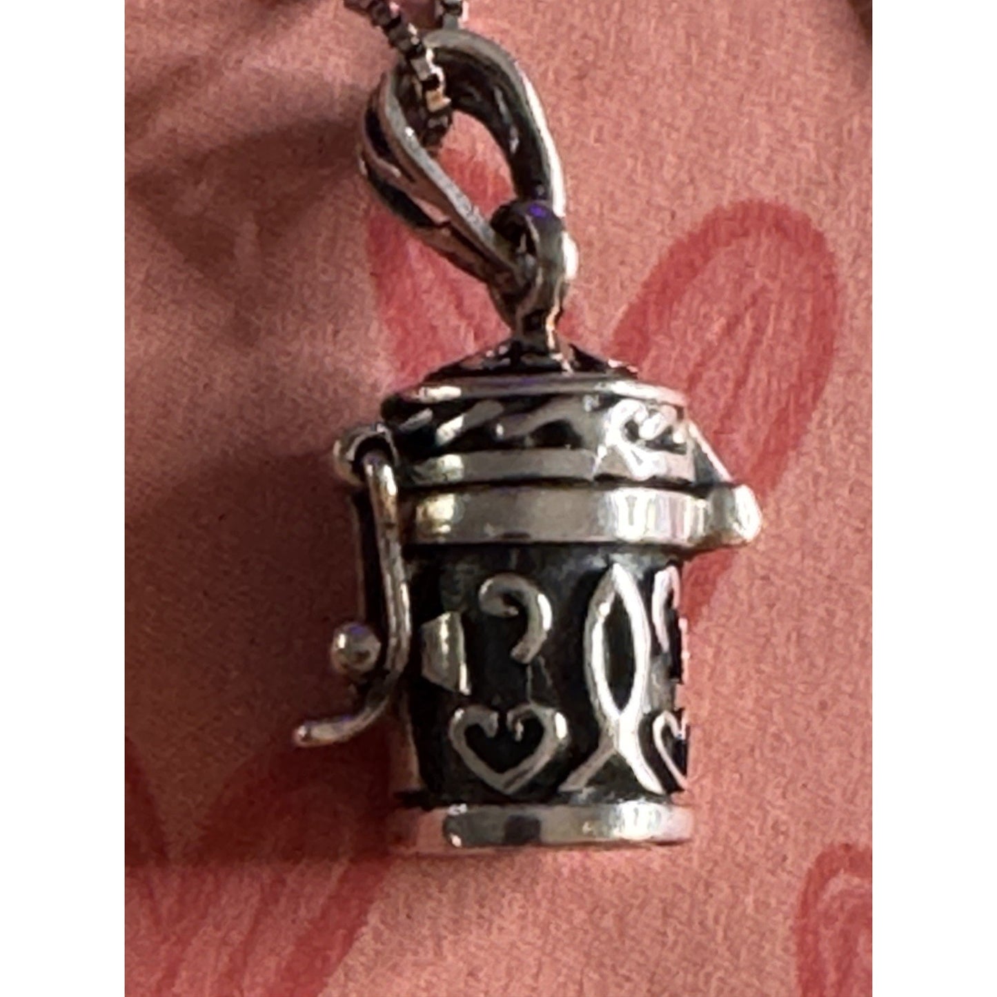 Vintage Sterling Silver Amulet Pendant (Opening Prayer / Wish Box) With Necklace