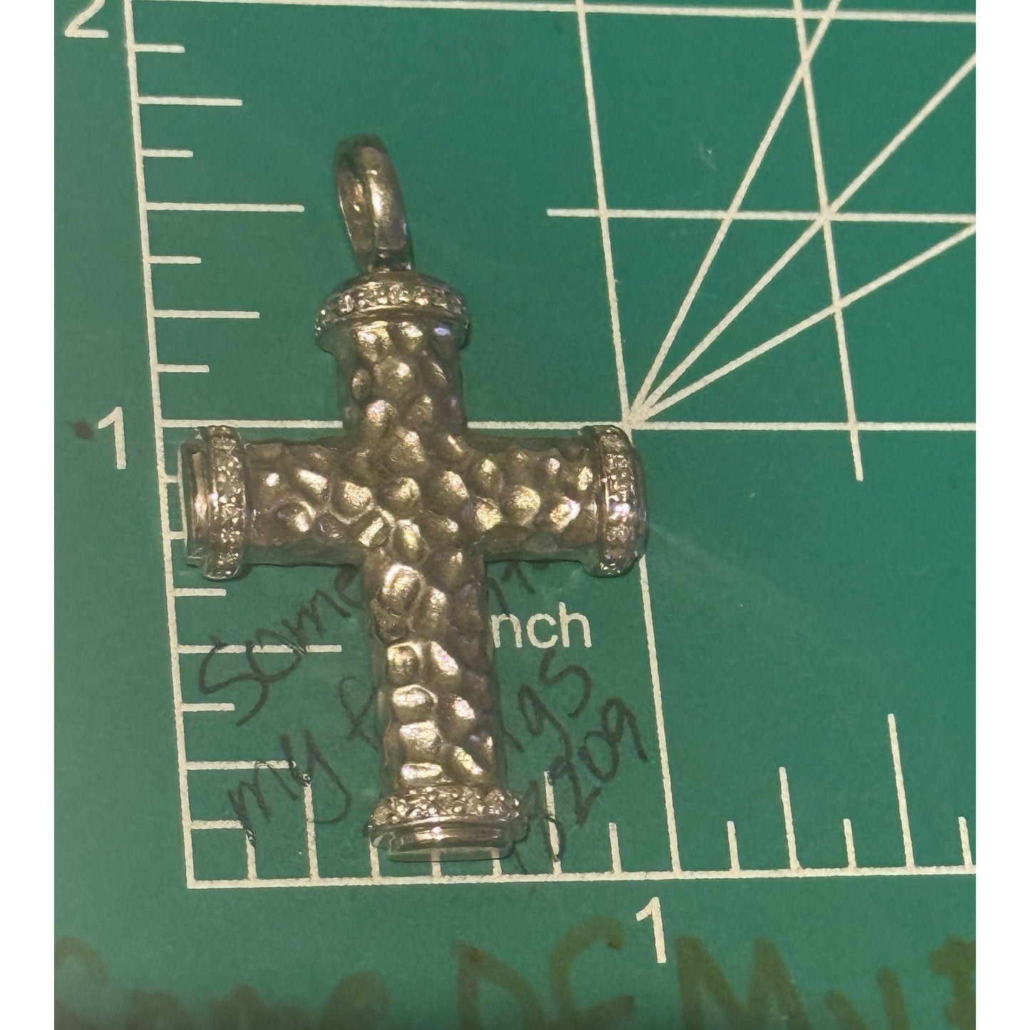 BH 925 Sterling Silver Diamond Accent Nugget Cross Pendant 7.4g 1.6”